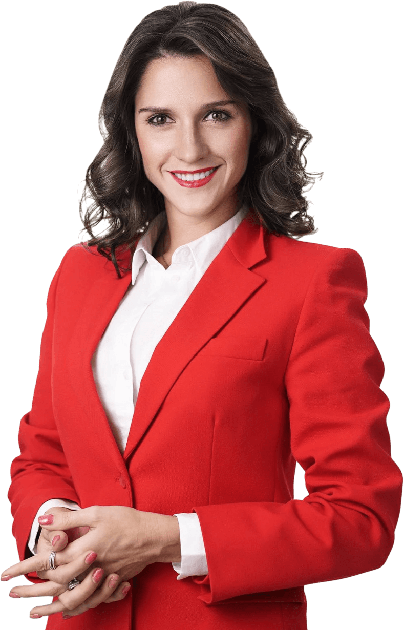 Elena Day in a red blazer